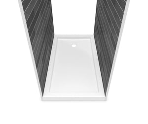 MAAX 410005-506-001-104 B3Round 6032 Acrylic Tunnel Shower Base in White with Back End Drain