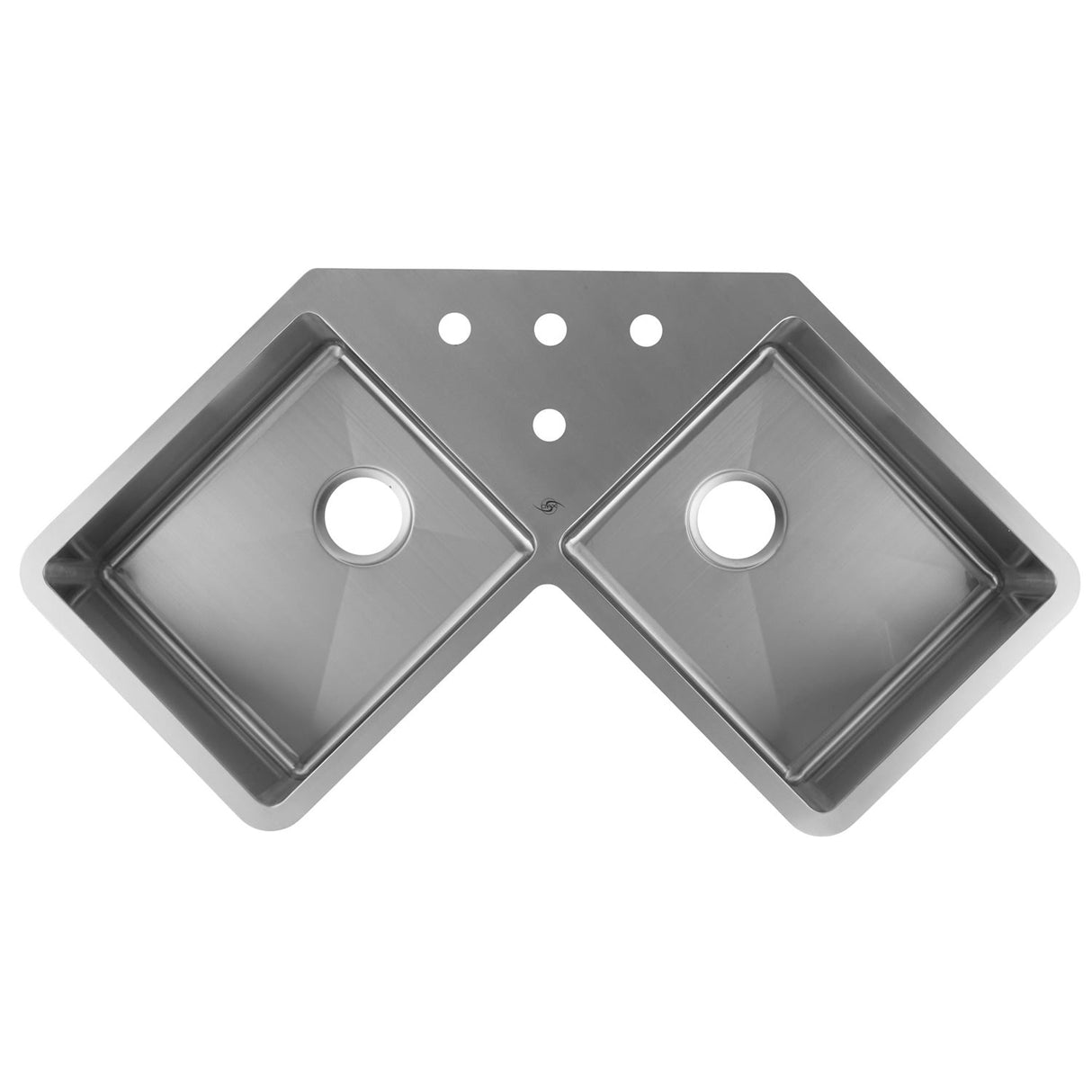 DAX Stainless Steel Handmade Corner Double Bowl Top Mount Kitchen Sink, Brushed Stainless Steel DAX-334
