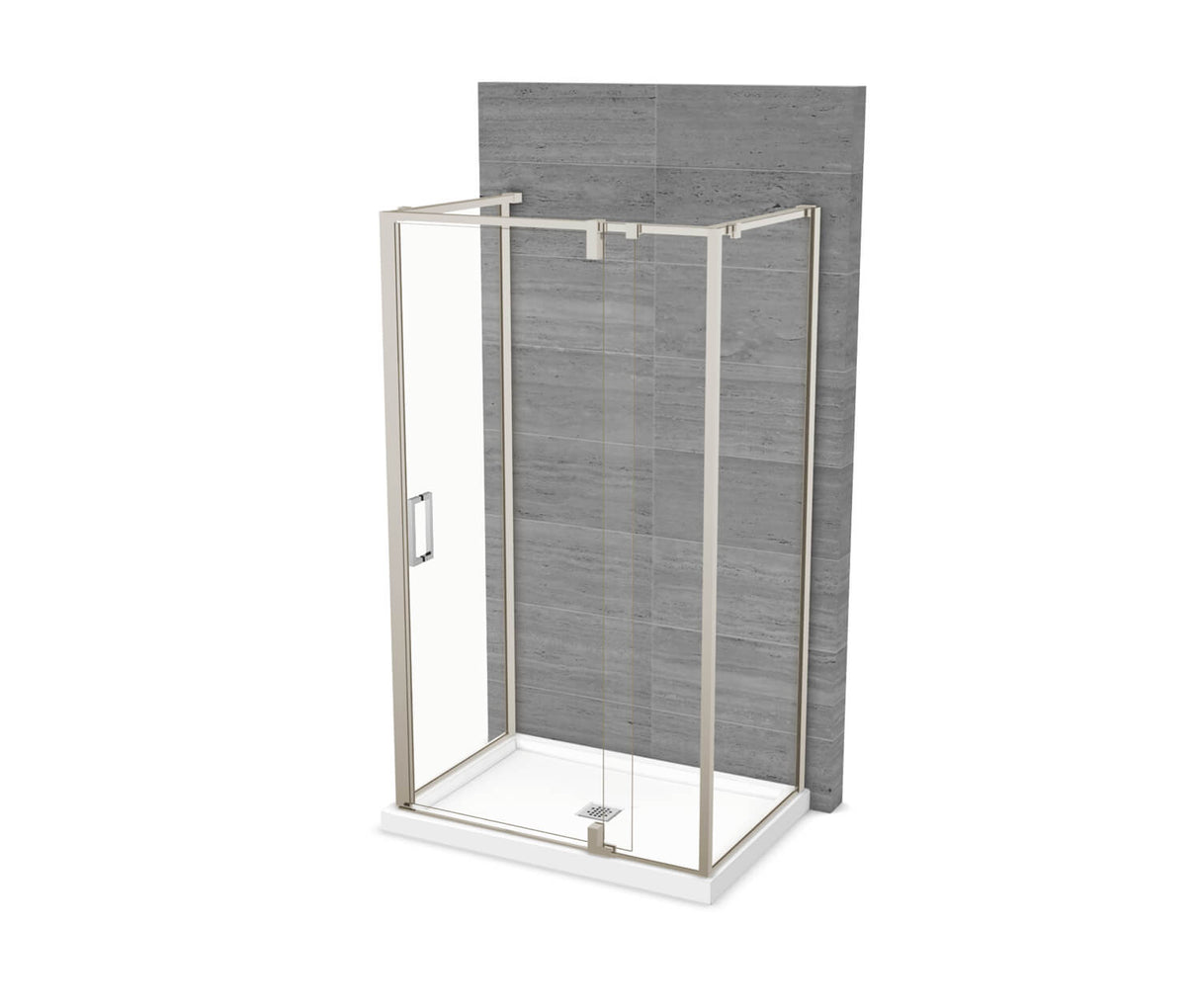 MAAX 137864-900-305-000 ModulR 48 x 34 x 78 in. 8mm Pivot Shower Door for Wall-mount Installation with Clear glass in Brushed Nickel