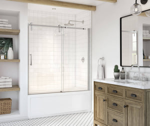 MAAX 137682-900-084-000 Outback 55 ¼ - 58 1/2 x 57 in. 8mm Sliding Tub Door for Alcove Installation with Clear glass in Chrome