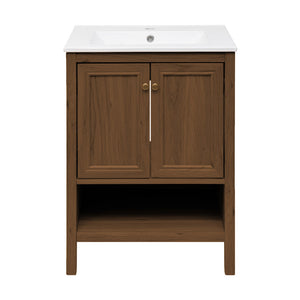 Château 24" Freestanding Bathroom Vanity in Brown Oak with Sink Top