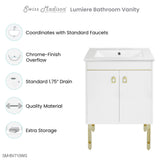 Lumiere 24" Freestanding, Bathroom Vanity in Glossy White and Gold