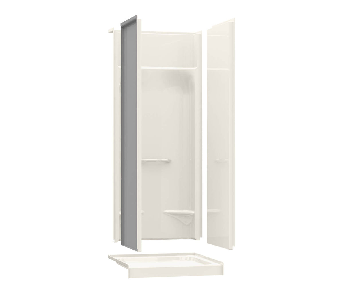 Aker KDS 3232 AFR AcrylX Alcove Center Drain Four-Piece Shower in Biscuit