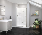MAAX 139577-900-305-000 Reveal Sleek 71 41 ½-44 ½ x 71 ½ in. 8mm Pivot Shower Door for Alcove Installation with Clear glass in Brushed Nickel