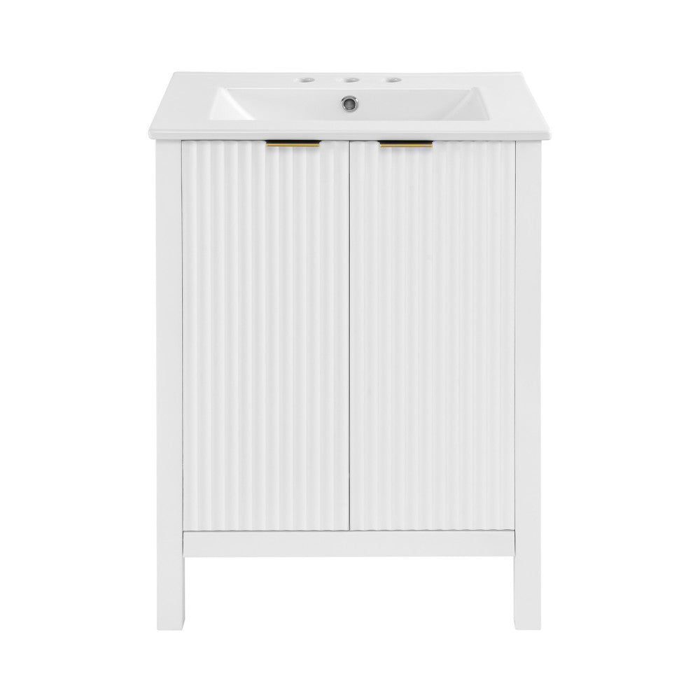 Bastille 24 in. White Bathroom Vanity With White, 3-Hole Ceramic Sink Top