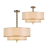 Luxo 5 Light Drum Shade Antique Brass Chandelier 9507-AB