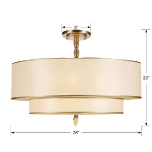 Luxo 5 Light Antique Brass Semi Flush Mount 9507-AB_CEILING