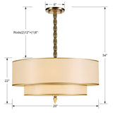 Luxo 5 Light Drum Shade Antique Brass Chandelier 9507-AB