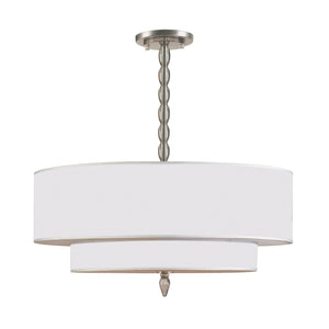 Luxo 5 Light Drum Shade Satin Nickel Chandelier 9507-SN