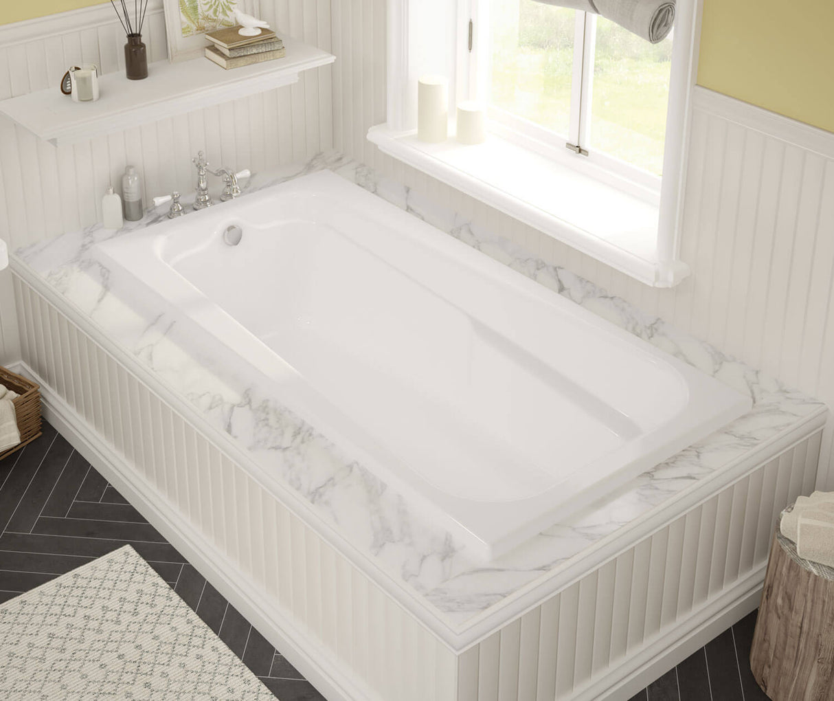 MAAX 100104-097-001 Timeless 72 x 36 Acrylic Alcove End Drain Combined Whirlpool & Aeroeffect Bathtub in White