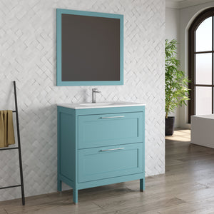 DAX Lakeside Engineered Wood and Porcelain Single Vanity with Onix Basin, 32", Deep Blue DAX-LAKE013219-ONX