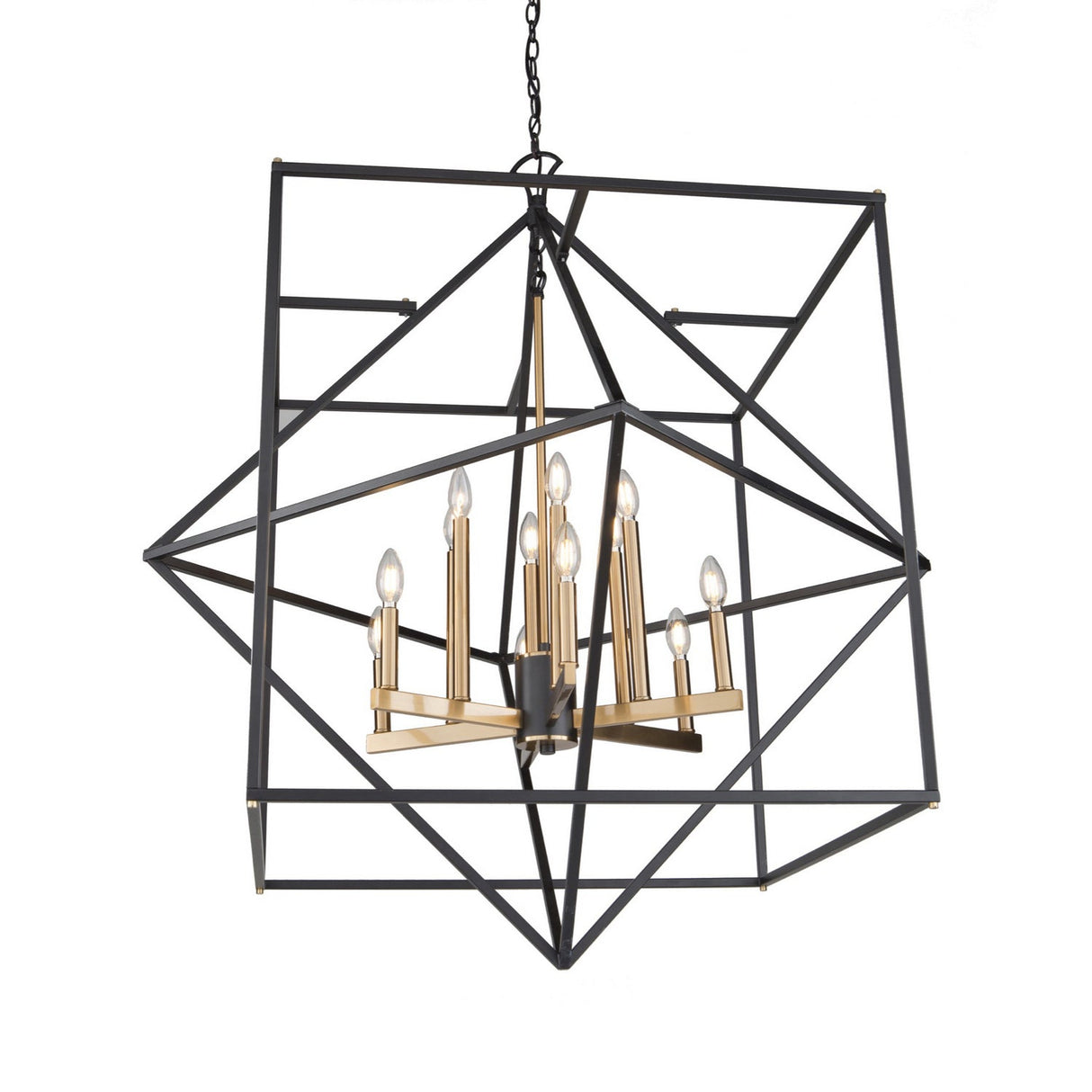 Roxton Chandelier - Matte Black & Harvest Brass / 42.00