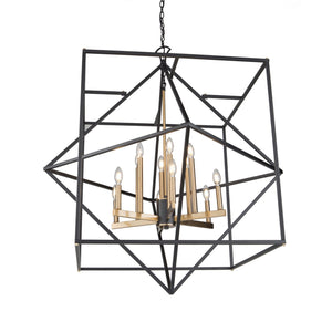 Roxton Chandelier - Matte Black & Harvest Brass / 42.00