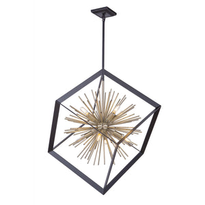 Sunburst Chandelier - Matte Black & Satin Brass / 31.50