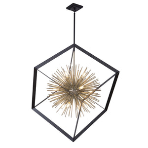 Sunburst Chandelier - Matte Black & Satin Brass / 37.00