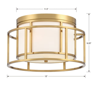 Brian Patrick Flynn for Crystorama Hulton 2 Light Luxe Gold Flush Mount 9590-LG