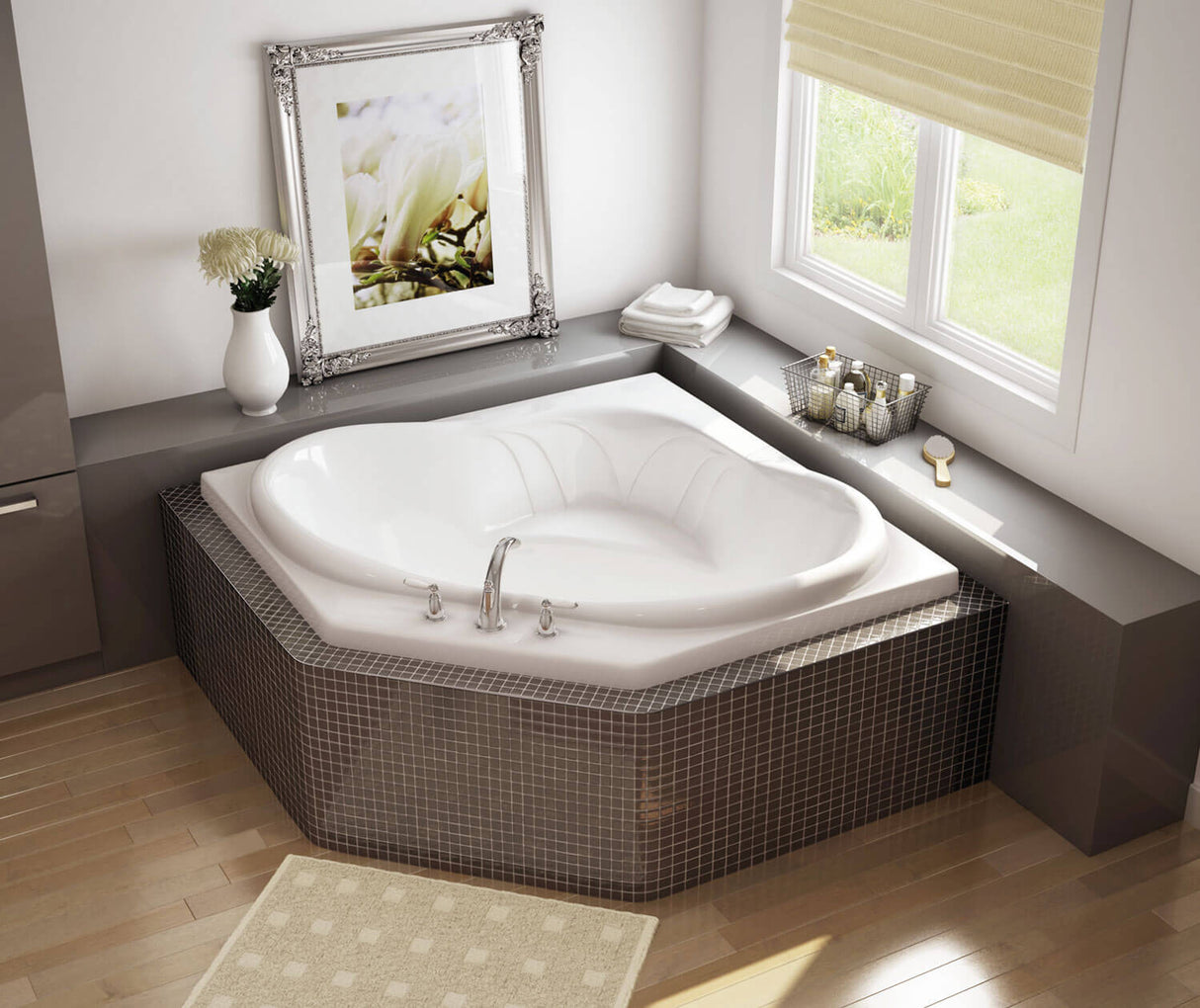 MAAX 101212-109-001-100 Nancy 54 x 54 Acrylic Drop-in Center Drain Combined Hydrosens & Aerosens Bathtub in White