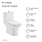 Carre One Piece Square Toilet Dual Flush, Black Hardware