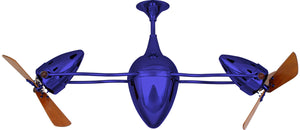 Matthews Fan AR-BLUE-WD Ar Ruthiane 360° dual headed rotational ceiling fan in Safira (Blue) finish with solid sustainable mahogany wood blades.