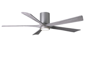 Matthews Fan IR5HLK-BN-BW-60 IR5HLK five-blade flush mount paddle fan in Brushed Nickel finish with 60” solid barn wood tone blades and integrated LED light kit.