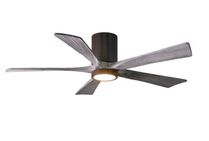 Matthews Fan IR5HLK-TB-BW-52 IR5HLK five-blade flush mount paddle fan in Textured Bronze finish with 52” solid barn wood tone blades and integrated LED light kit.