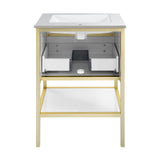 Cache 24" Freestanding, Bathroom Vanity in White and Gold