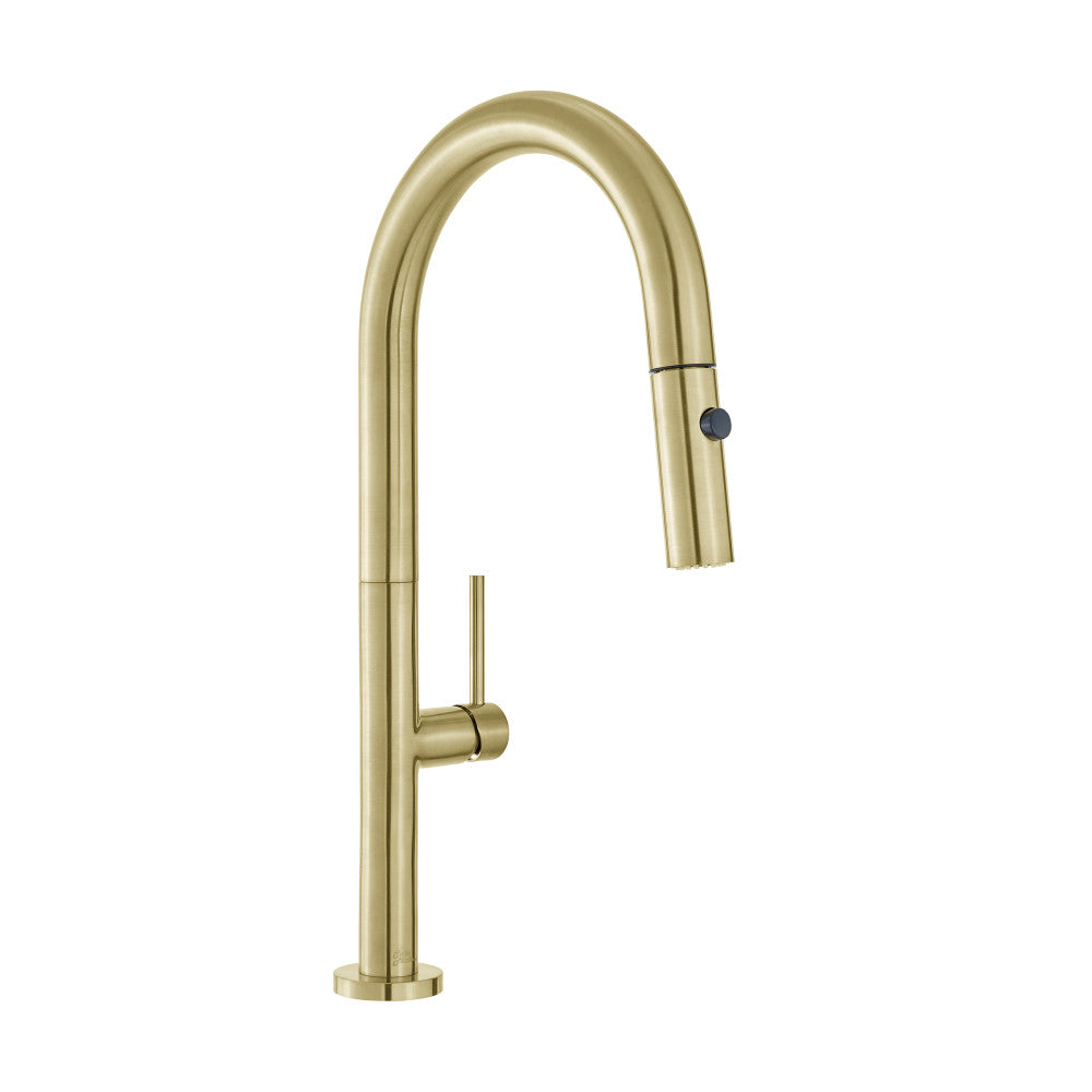 Chalet Single Handle, Pull-Down Kitchen Faucet in Brushed Gold