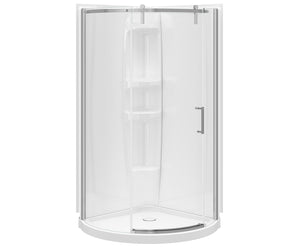 MAAX 106888-000-001-100 Round Base 36 3 in. 36 x 36 Acrylic Corner Left or Right Shower Base with Corner Drain in White