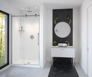 MAAX 138460-900-350-000 Vela 44 ½-47 x 78 ¾ in. 8mm Sliding Shower Door for Alcove Installation with Clear glass in Chrome and Matte Black
