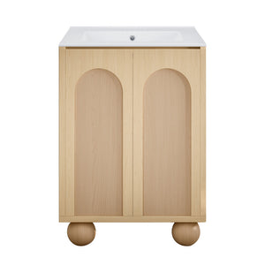 Plaisir II 24" Freestanding Bathroom Vanity in Natural Oak with 3-Hole Centerset Sink Top