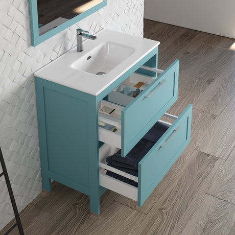 DAX Lakeside Engineered Wood and Porcelain Single Vanity with Onix Basin, 32", Deep Blue DAX-LAKE013219-ONX