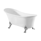 PoshHaus 60" Freestanding Slipper Clawfoot Soaking Acrylic Bathtub with Chrome Clawfoot