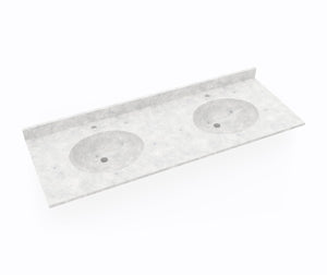 Swanstone VT2B2261 Ellipse 22 x 61 Double Bowl Vanity Top in Ice VT022612B.130