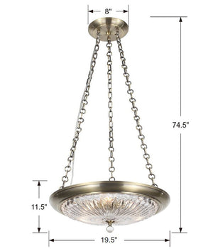 Celina 3 Light Antique Brass Chandelier 9943-AB