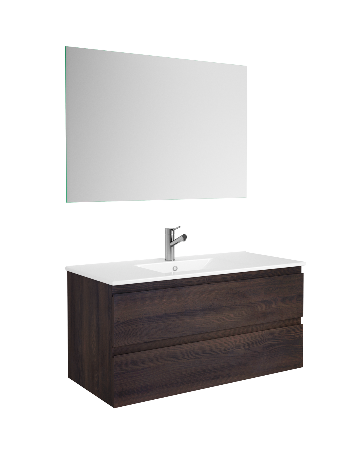 DAX Pasadena Engineered Wood and Porcelain Onix Basin with Vanity Cabinet, 40", Wenge DAX-PAS014013-ONX