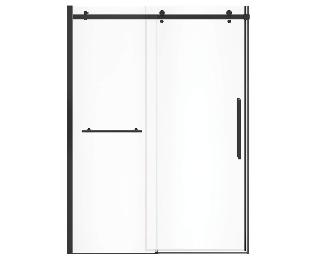 MAAX 138475-900-340-000 Vela 56 ½-59 x 78 ¾ in. 8mm Sliding Shower Door with Towel Bar for Alcove Installation with Clear glass in Matte Black