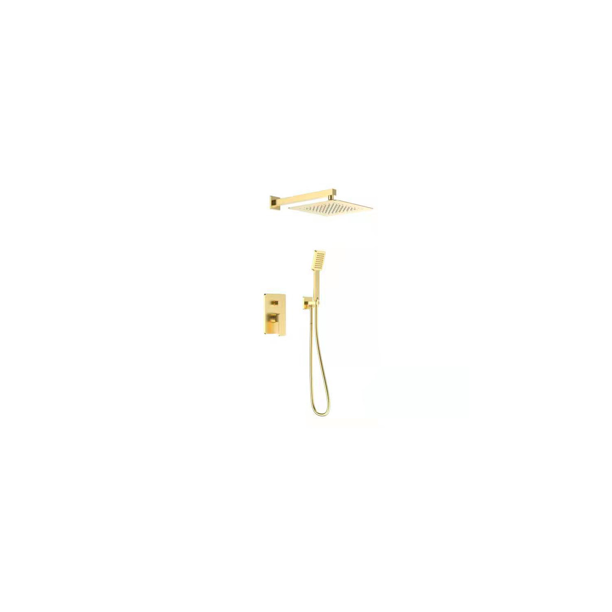 DAX Brass Square Shower System with Hand Shower, Brushed Gold DAX-6813B-BG