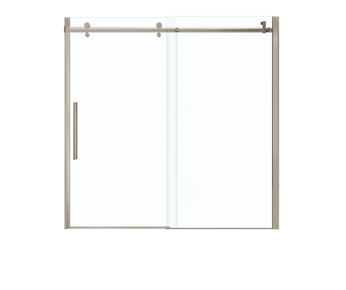MAAX 139398-900-305-000 Halo 56 ½-59 x 59 in. 8 mm Sliding Tub Door for Alcove Installation with Clear glass in Brushed Nickel
