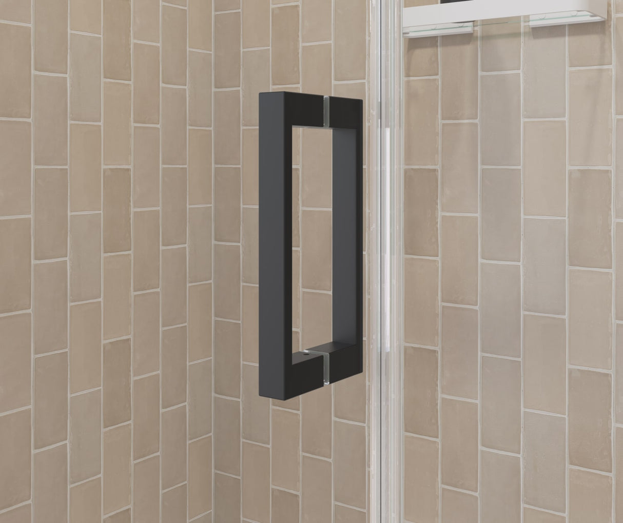 MAAX 138269-900-340-101 Manhattan 41-43 x 68 in. 6 mm Pivot Shower Door for Alcove Installation with Clear glass & Square Handle in Matte Black