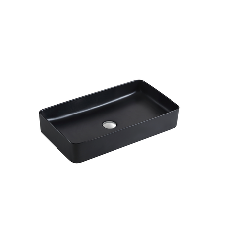 DAX Ceramic Rectangular Bathroom Vessel Basin, 24", Glossy White DAX-CL1320-WG