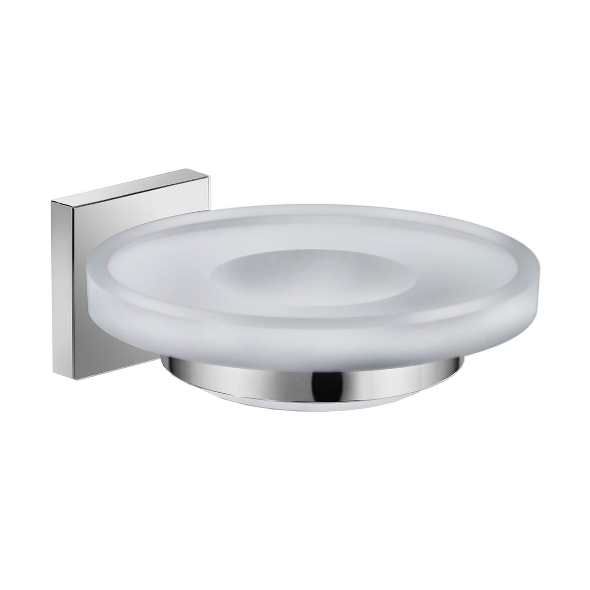 DAX Milano Brass and Glass Soap Dish Tray with Wall Mount, Chrome DAX-GDC160132-CR