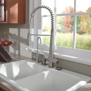 DAX Stainless Steel Single Handle Pull Down Kitchen Faucet, Brushed Stainless Steel DAX-001-03