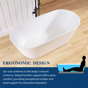 New England Home Goods Cancun 67" Freestanding Tub in White - Stone Resin Solid Surface