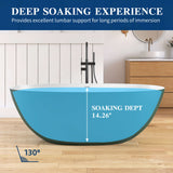 New England Home Goods 65" Green Oval Luxury Freestanding Solid Surface Resin Stone Soaking Tub