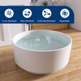 New England Home Goods 49" Round Solid Surface Freestanding Soaking Tub for Small Bathrooms