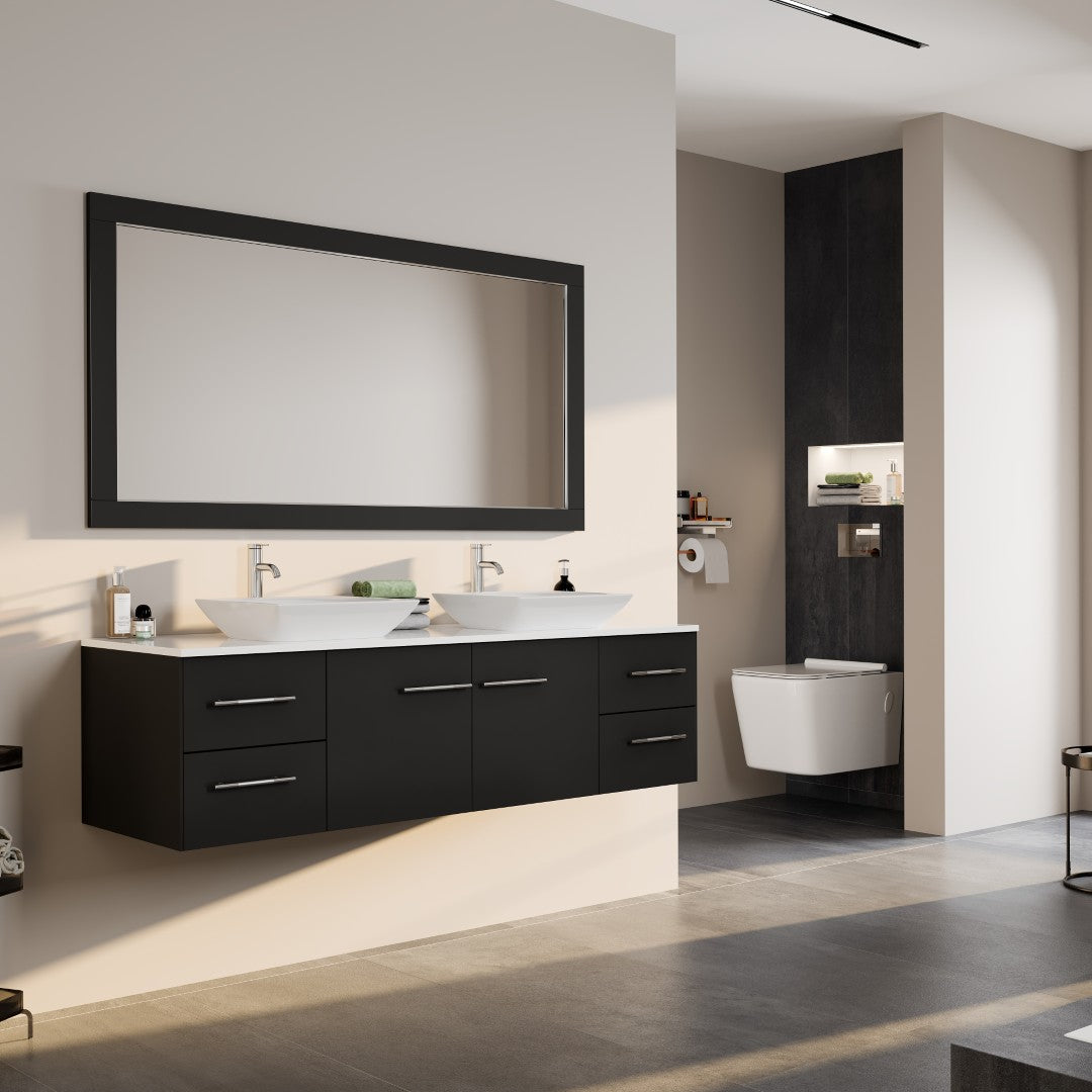 Eviva Aberdeen 60" x 30" Rectangular Espresso Wooden Framed Mirror