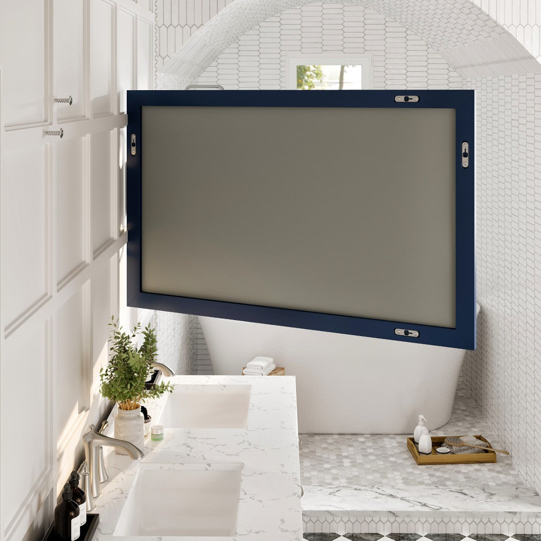 Eviva Acclaim 48" x 30" Rectangular Blue Wooden Framed Mirror