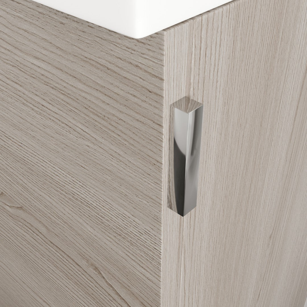 Tiny 18 in. Gray Wall Mount Single Sink Bath Vanity with Porcelain Top and Integrated Sink