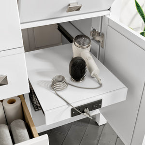 Artemis 44 in. White Double Sink  Bath Vanity with Engineered Top and Undermount Porcelain Sinks