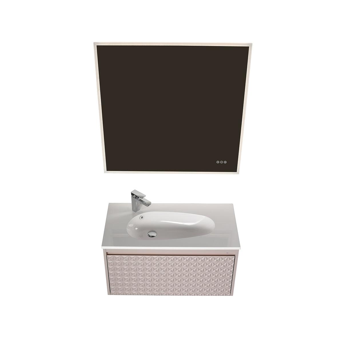 Blossom Thun 36″ Vanity with Droplet-Shaped Basin - LED Illuminated & 3D Diamond Pattern Design